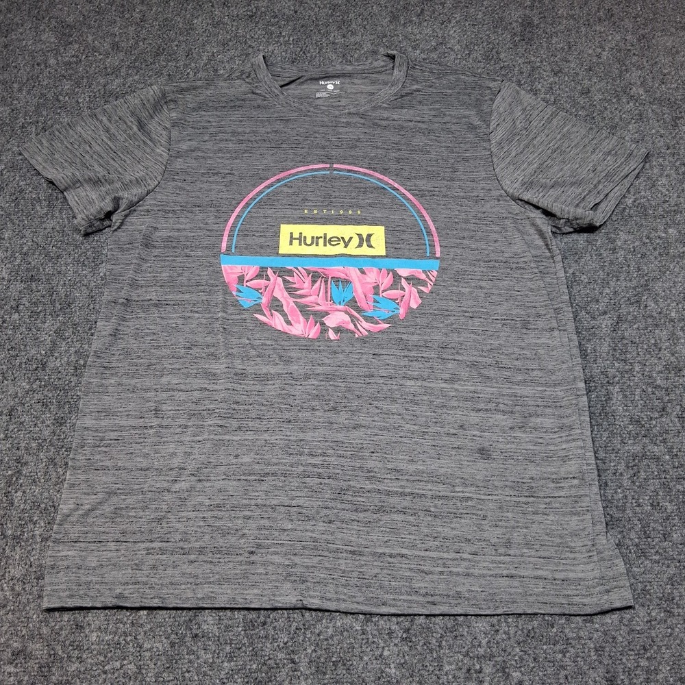 Hurley Shirt Women L‎ Gray Soft Short Sleeve Pullover Casual Cotton Surf Surfer